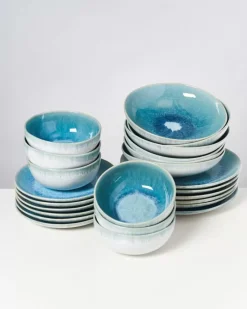 Store Alcachofra Grunblau - 24 Teiliges Set Geschirr Sets