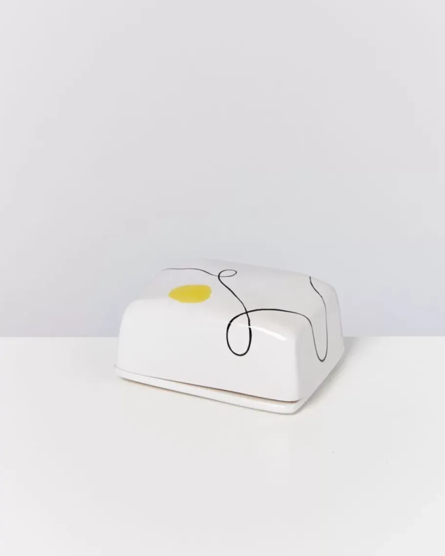Clearance Alojamento Butterdose Weis Mit Bemalung Butterdosen