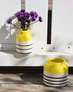 Best Sale Bebe Vase Gelb Schwarz Gestreift Vasen
