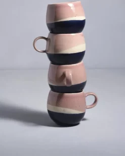 Clearance Bica 4Er Set Tasse Gros Pink Navy Cream Tassen & Becher Sets