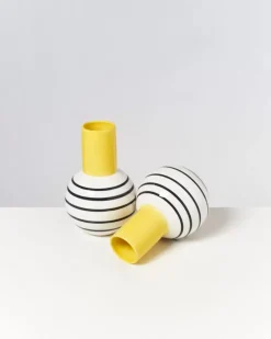 Store Bola Vase M Gelb Schwarz Gestreift Vasen