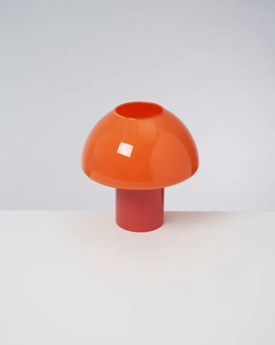 Clearance Cogumelo Glaslampe Orange Rot Lampen