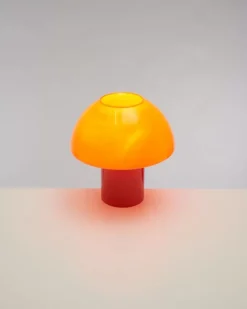 Clearance Cogumelo Glaslampe Orange Rot Lampen