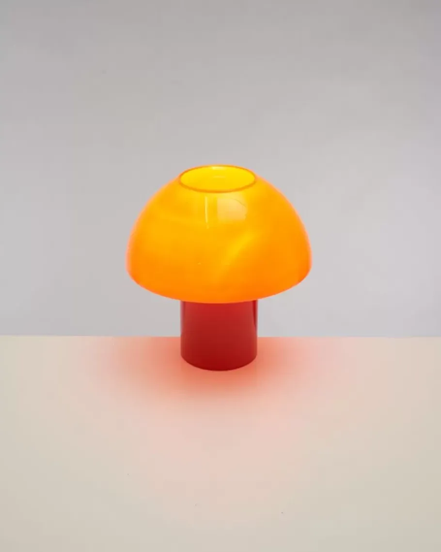 Clearance Cogumelo Glaslampe Orange Rot Lampen