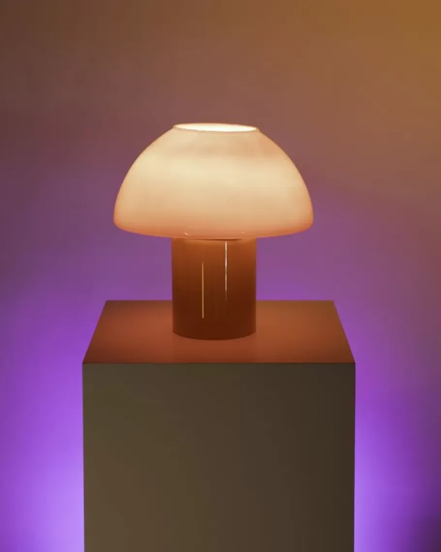 Clearance Cogumelo Glaslampe Orange Rot Lampen