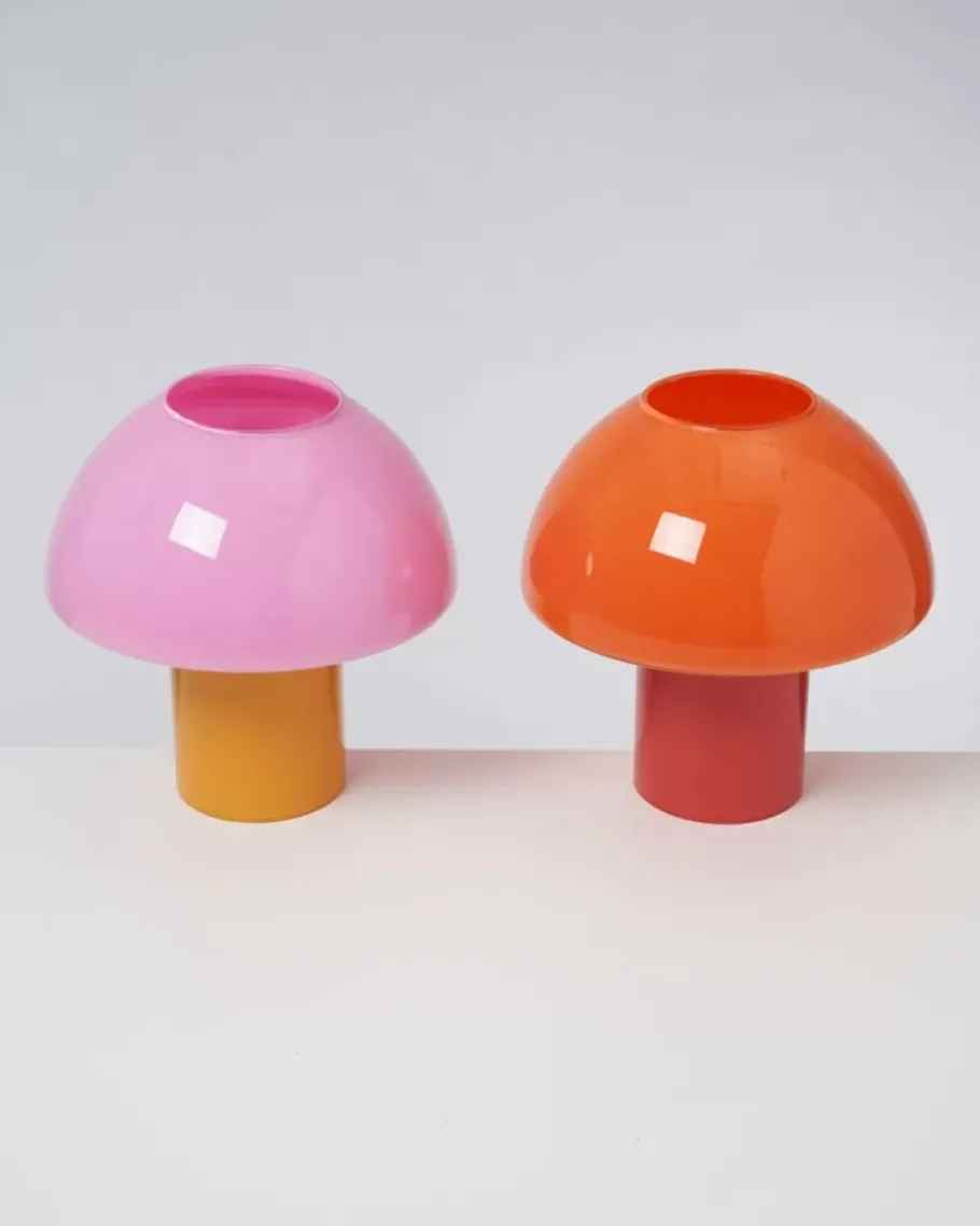 Clearance Cogumelo Glaslampe Orange Rot Lampen