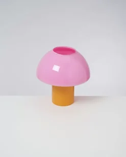 Clearance Cogumelo Glaslampe Rosa Gelb Lampen