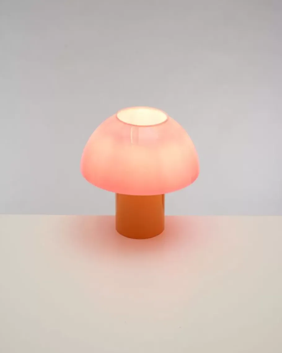Clearance Cogumelo Glaslampe Rosa Gelb Lampen