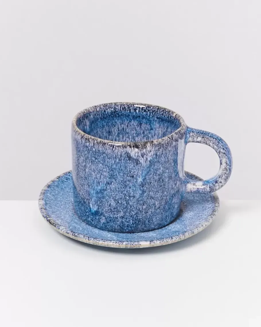 Outlet Cordoama Untertasse Blau Gesprenkelt Große Tassen