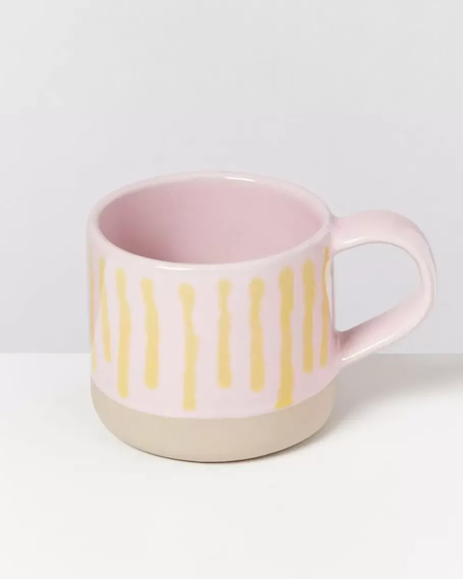 New Nodoa Tasse Rosa Gelb Gestreift Tassen & Becher