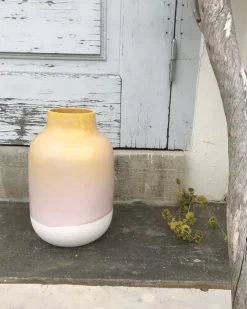 Best Nuno Vase L Gelb Rosa Gesprenkelt Nuno L
