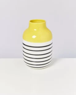 Flash Sale Nuno Vase L Gelb Schwarz Gestreift Nuno L