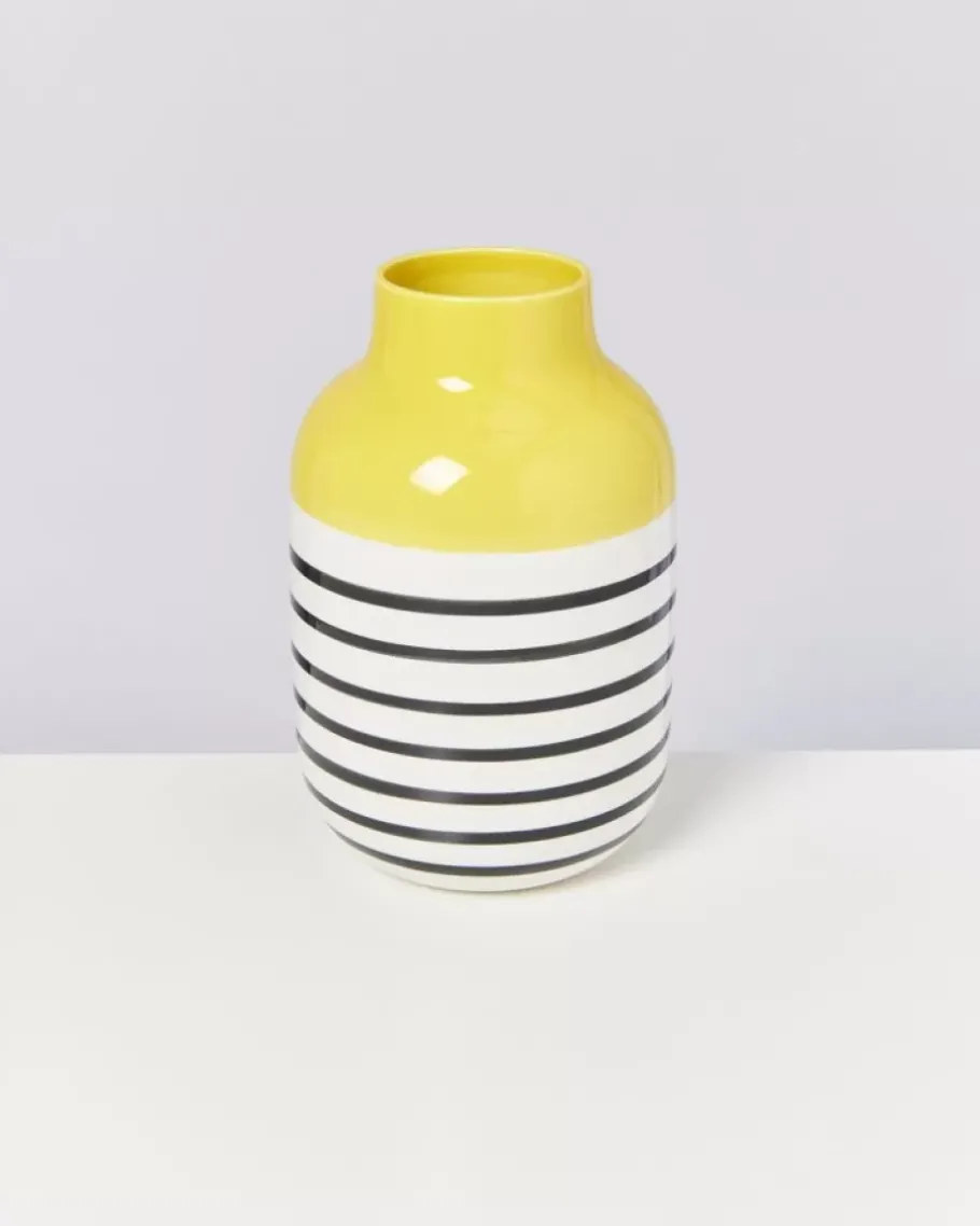 Flash Sale Nuno Vase L Gelb Schwarz Gestreift Nuno L