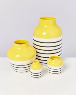 Flash Sale Nuno Vase L Gelb Schwarz Gestreift Nuno L