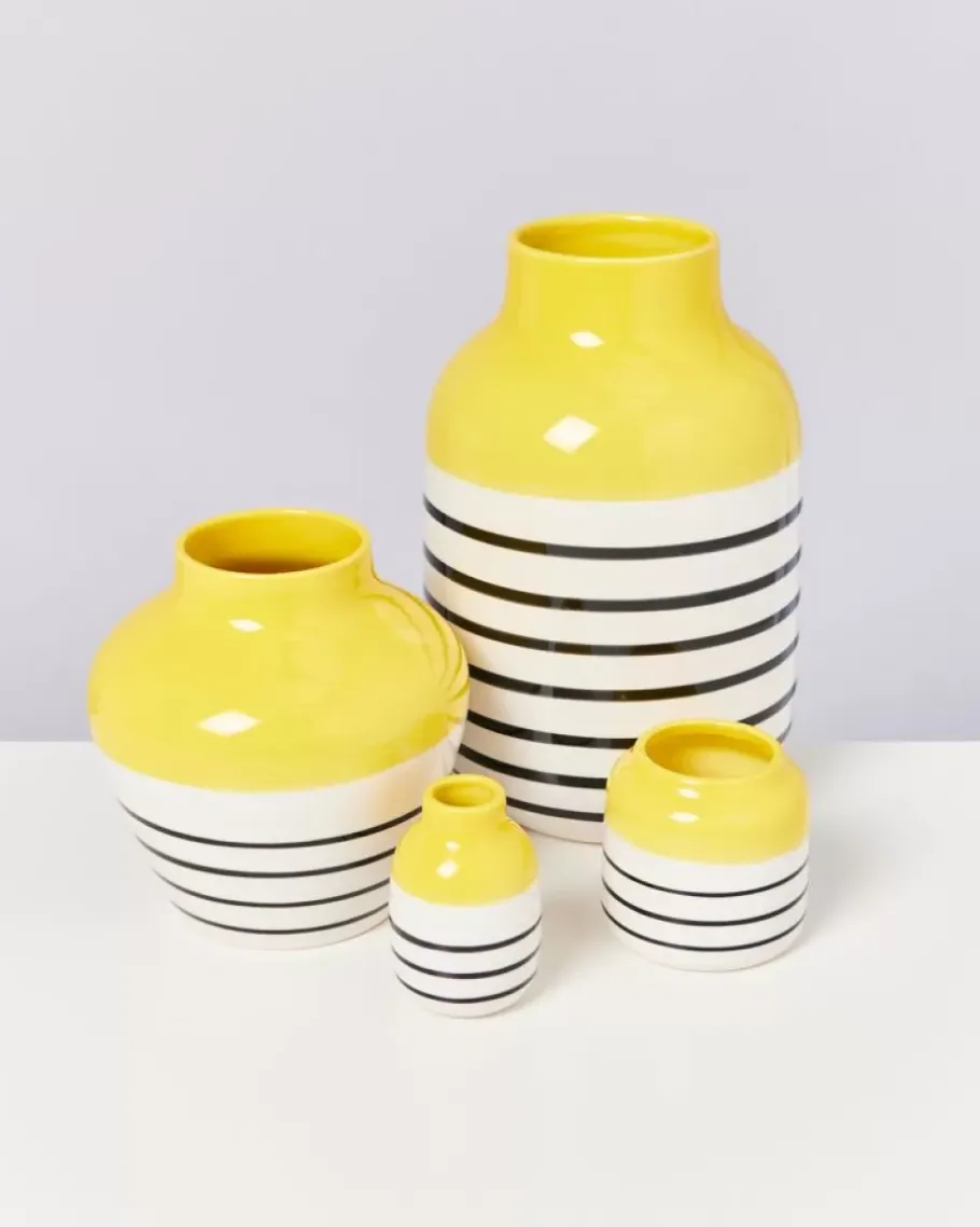 Flash Sale Nuno Vase L Gelb Schwarz Gestreift Nuno L