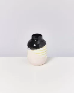 Best Nuno Vase M Schwarz Rosa Gelb Gestreift Vasen