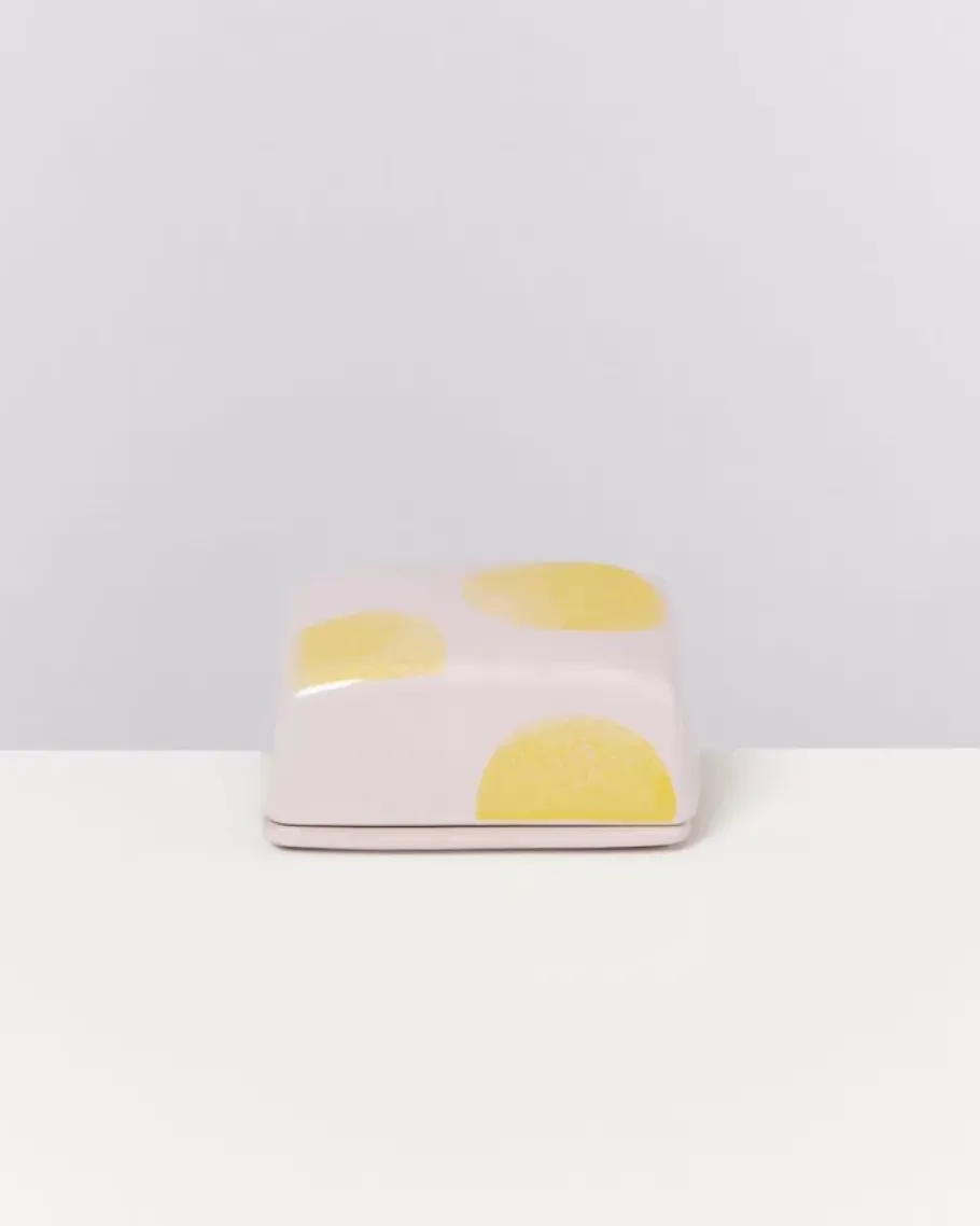 New Seia Butterdose Rosa Gelb Gepunktet Butterdosen