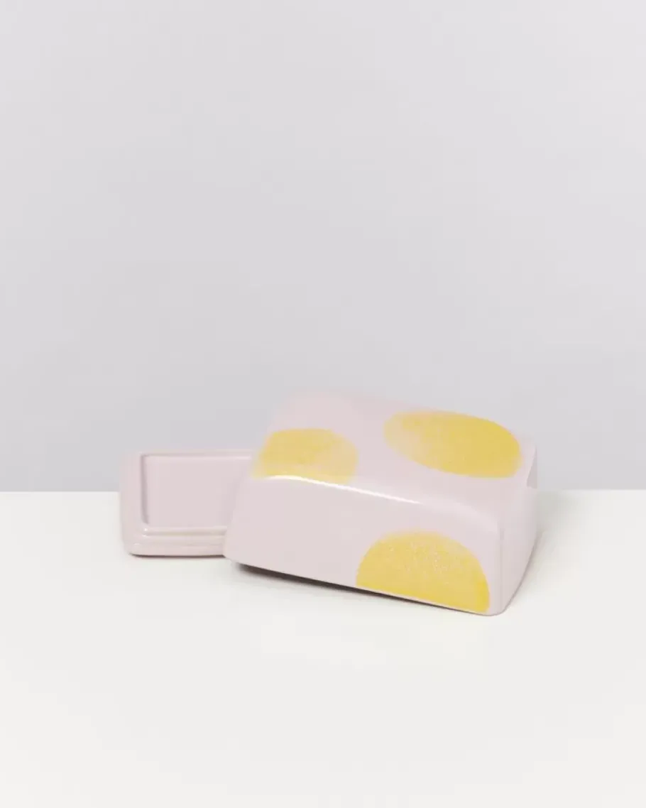 New Seia Butterdose Rosa Gelb Gepunktet Butterdosen