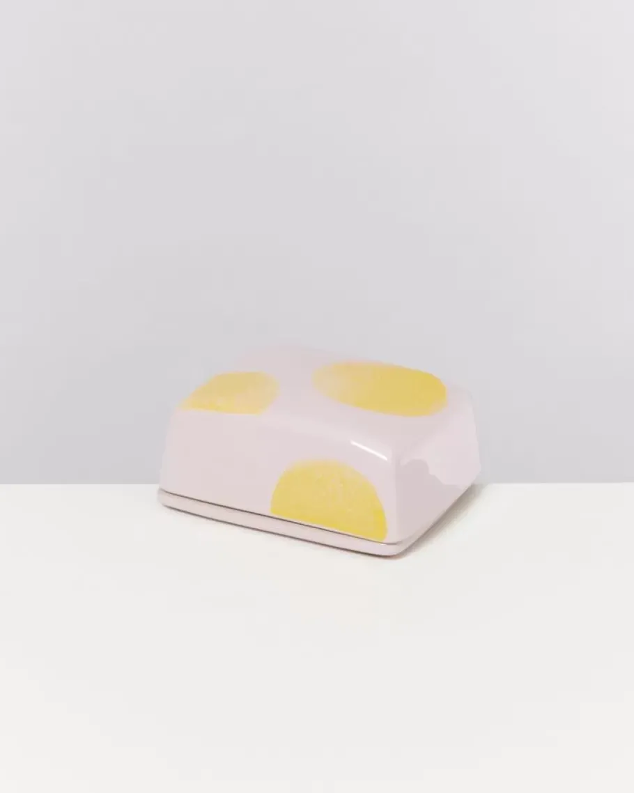 New Seia Butterdose Rosa Gelb Gepunktet Butterdosen